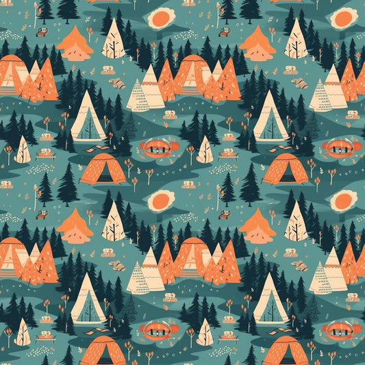 Camping Graphics Pattern 5 Quilting Cotton Fabric