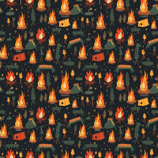 Camping Graphics Pattern 12 Quilting Cotton Fabric
