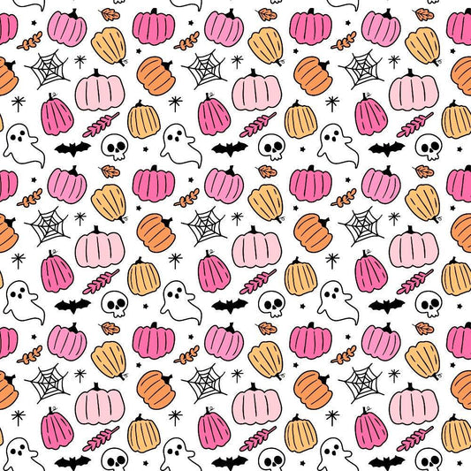 Small Pink Halloween Pattern 12 Quilting Cotton Fabric