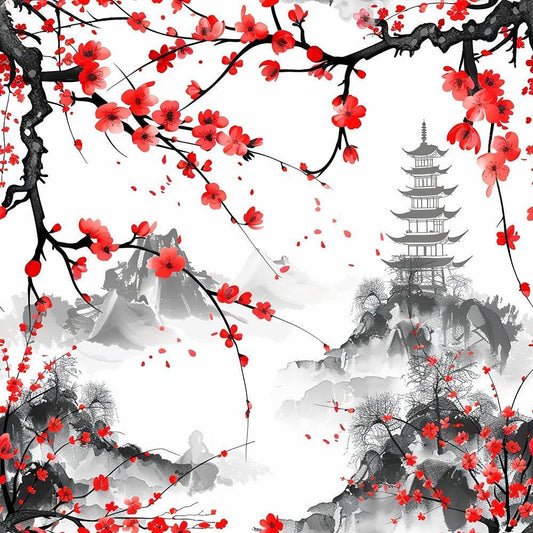 Japanese Cherry Blossoms 5 Quilting Cotton Fabric