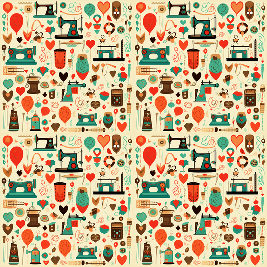 Vintage Sewing Machines Pattern 2 Quilting Cotton Fabric