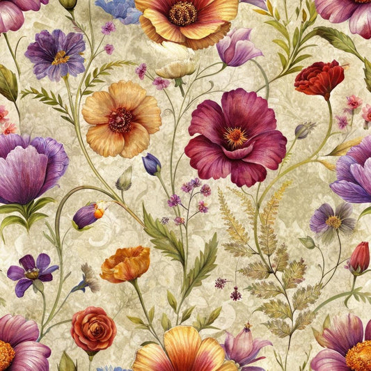Assorted Vintage Florals Pattern 4 Quilting Cotton Fabric