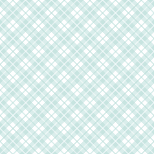 Mint Grey and White Plaid Pattern 2 Quilting Cotton Fabric