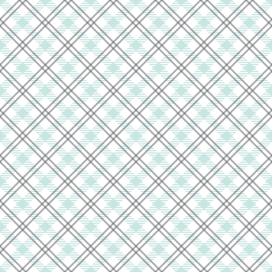 Mint Grey and White Plaid Pattern 10 Quilting Cotton Fabric