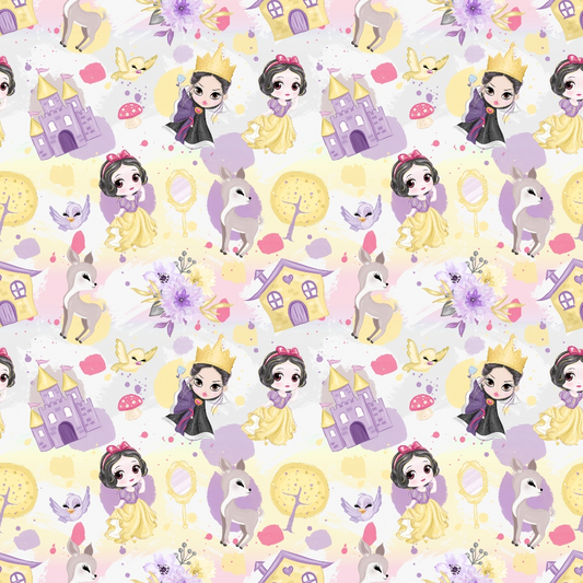 Cute Snow White Fairy Tale Pattern 4 Quilting Cotton Fabric