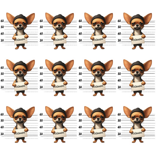 Doggie Mugshots Chihuahua Pattern Quilting Cotton Fabric