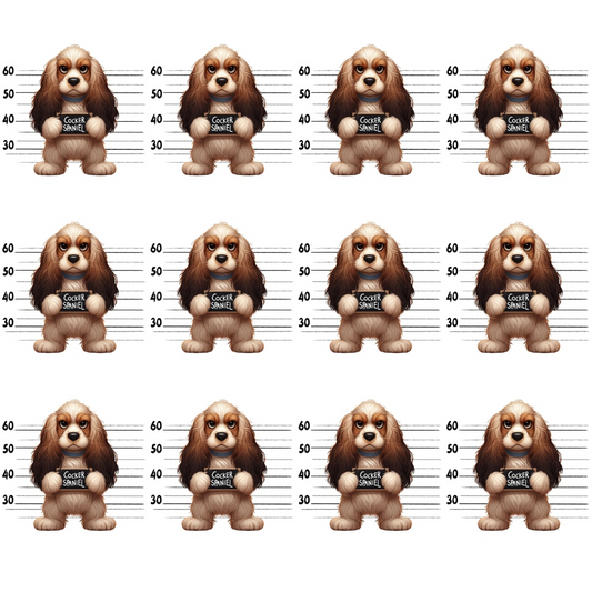 Doggie Mugshots Cocker Spaniel Pattern Quilting Cotton Fabric