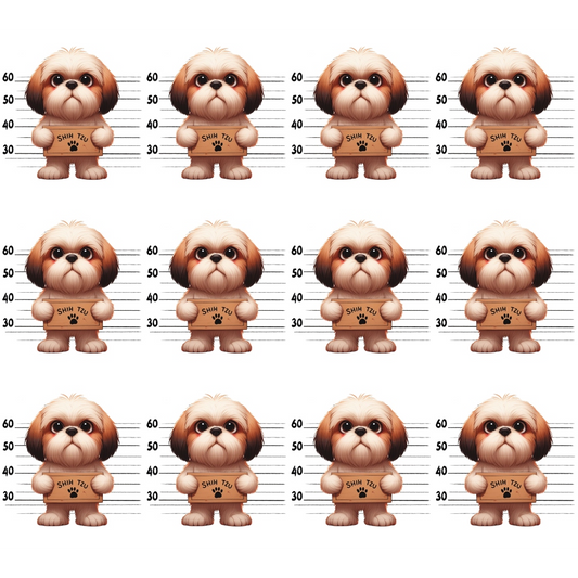 Doggie Mugshots Shih Tzu Pattern Quilting Cotton Fabric