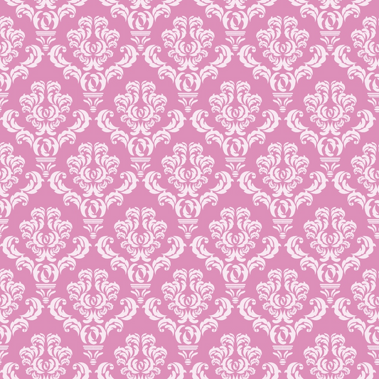 Simple Damask White on Pink Quilting Cotton Fabric