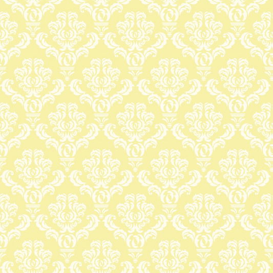 Simple Damask White on Yellow Quilting Cotton Fabric