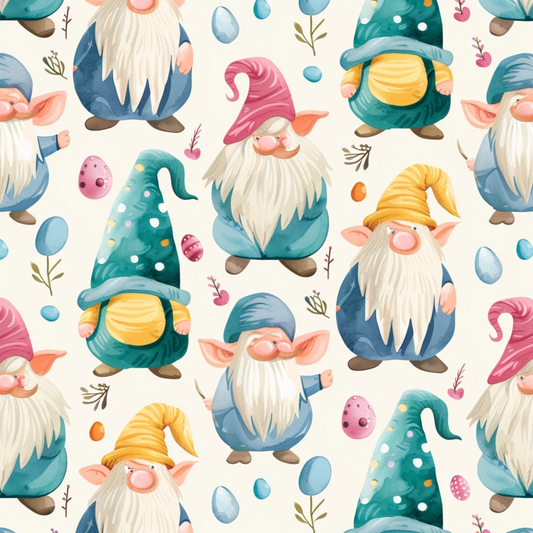 Easter Gnomes Pattern 1 Quilting Cotton Fabric