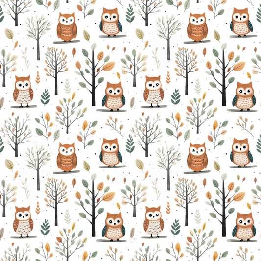 Cartoon Owls Pattern 8 Quilting Cotton Fabric