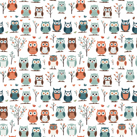 Cartoon Owls Pattern 11 Quilting Cotton Fabric