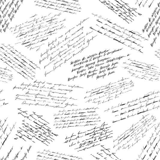 Vintage Handwriting Pattern 5 Quilting Cotton Fabric