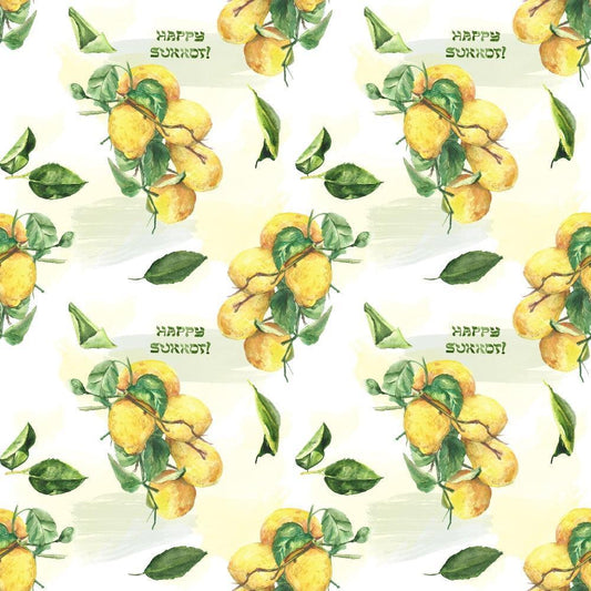 Watercolor Happy Sukkot Pattern 13 Quilting Cotton Fabric