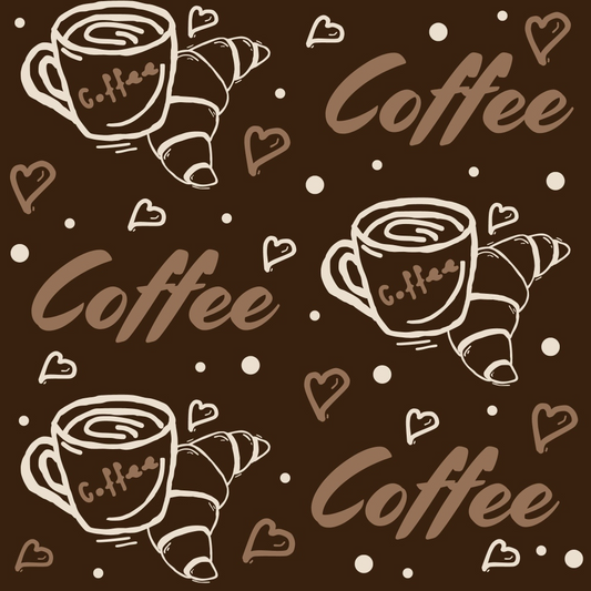 Handdrawn Coffee Brown Pattern 4 Quilting Cotton Fabric
