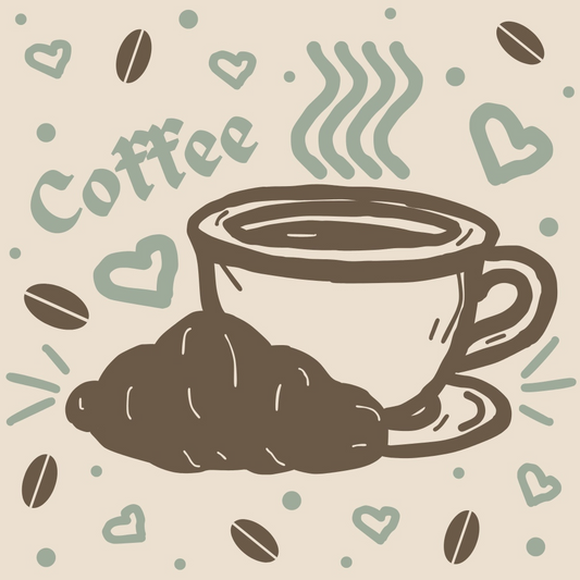 Handdrawn Coffee Pattern 12 Quilting Cotton Fabric
