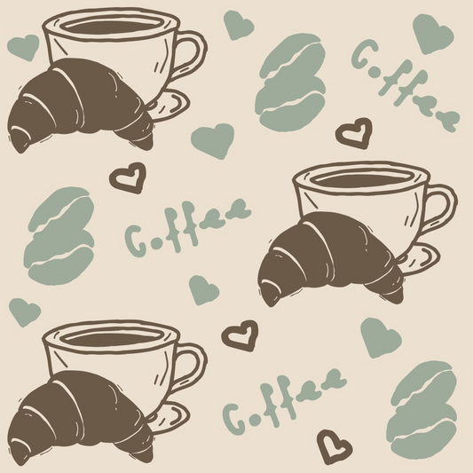 Handdrawn Coffee Pattern 13 Quilting Cotton Fabric