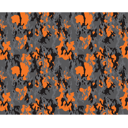 Orange and Gray Camouflage Quilting Cotton Fabric
