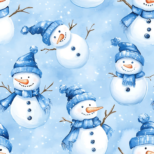 Cozy Winter Snowman Quilting Cotton Fabric