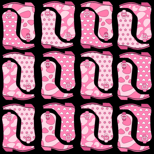 Pink Cowgirl Boots Pattern 3 Quilting Cotton Fabric