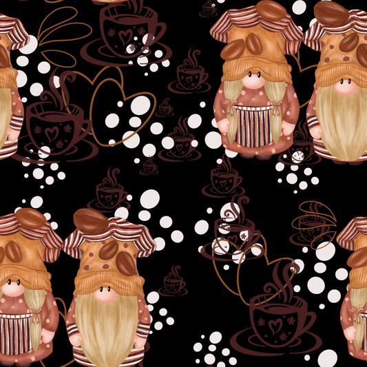 Coffee Gnomes Pattern 4 Quilting Cotton Fabric