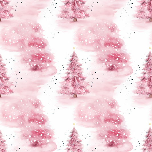 Vintage Pink Christmas Pattern 2 Quilting Cotton Fabric