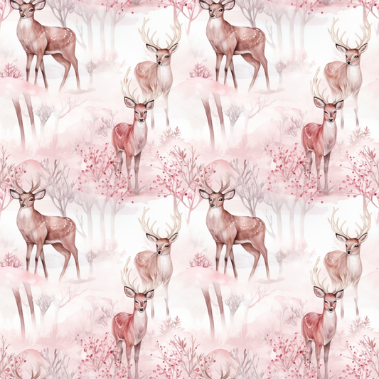 Vintage Pink Christmas Pattern 4 Quilting Cotton Fabric