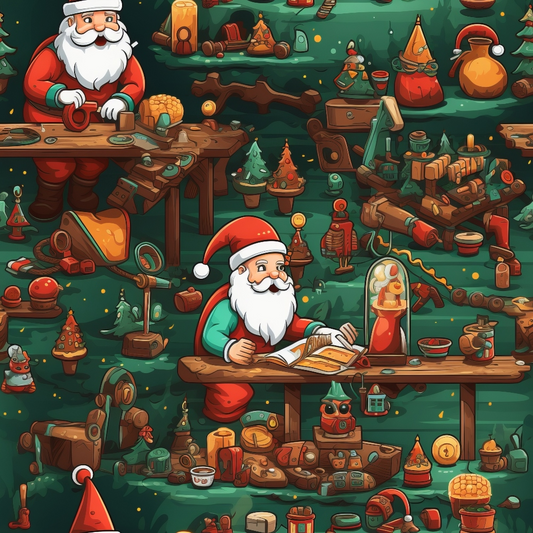 Santa's Workshop Pattern 3 Quilting Cotton Fabric