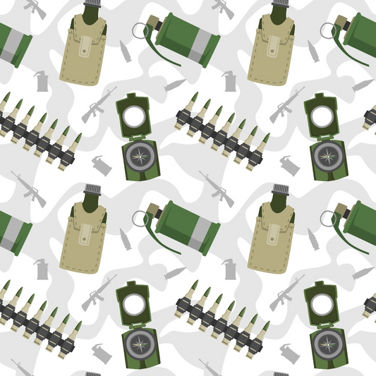 Soldier Gear Pattern 3 Quilting Cotton Fabric