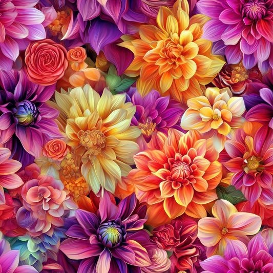 3D Colorful Florals Pattern 10 Quilting Cotton Fabric