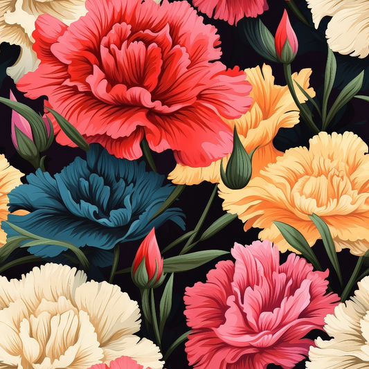 Colorful Carnation Flowers Pattern 2 Quilting Cotton Fabric