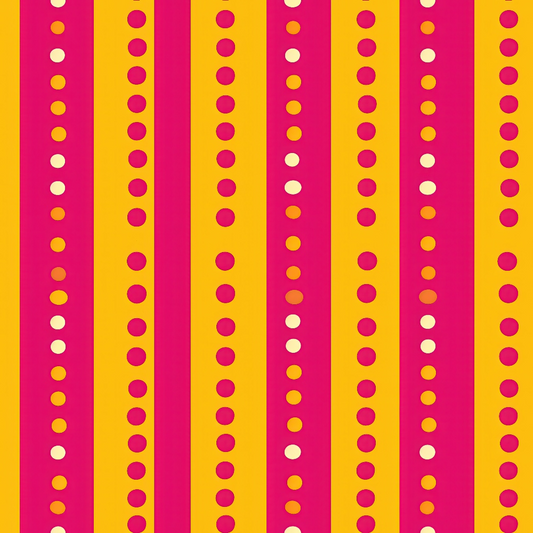 Pink and Yellow Dotted Stripes Pattern 9 Quilting Cotton Fabric