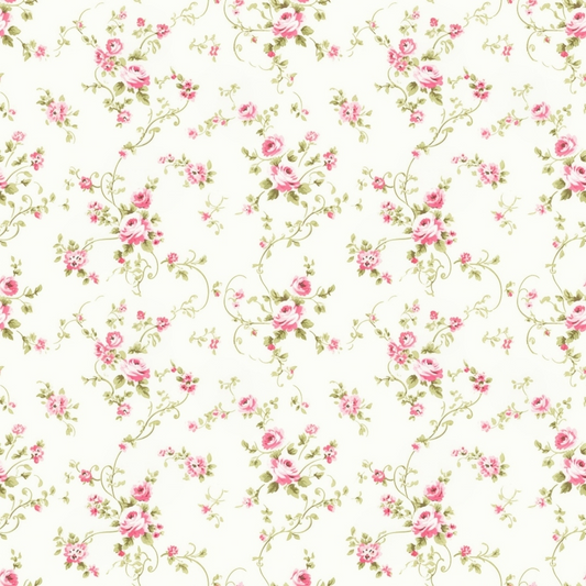 Floral Pink Cottage Gardens Pattern 11 Quilting Cotton Fabric