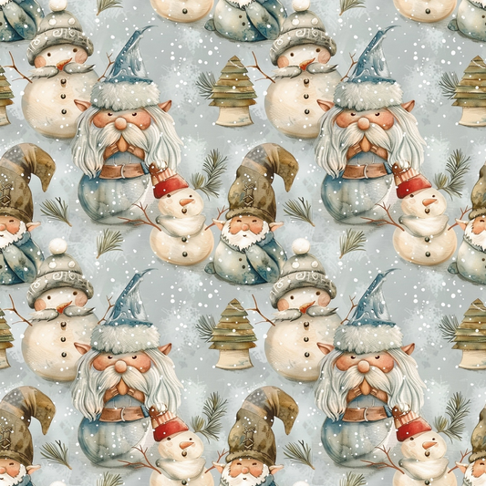 Classic Christmas Gnomes Pattern 7 Quilting Cotton Fabric