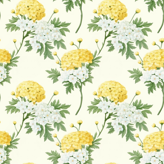 Floral Yellow Cottage Gardens Pattern 3 Quilting Cotton Fabric