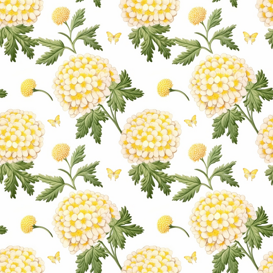 Floral Yellow Cottage Gardens Pattern 4 Quilting Cotton Fabric