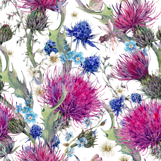 Watercolor Wild Flowers Pattern Quilting Cotton Fabric