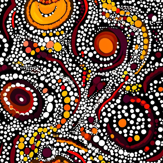 Aboriginal Circles and Dots Pattern 18 Quilting Cotton Fabric