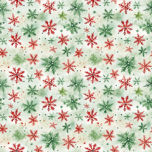 Red and Green Watercolor Christmas Pattern 7 Quilting Cotton Fabric