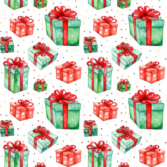 Red and Green Watercolor Christmas Pattern 11 Quilting Cotton Fabric