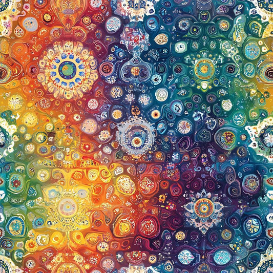 Rainbow Mandala Pattern 2 Quilting Cotton Fabric