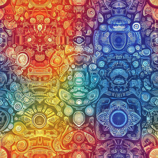 Rainbow Mandala Pattern 3 Quilting Cotton Fabric