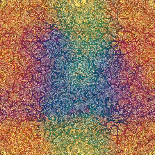 Rainbow Mandala Pattern 9 Quilting Cotton Fabric