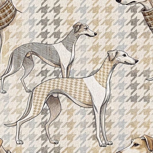 Neutral Houndstooth Pattern 10 Quilting Cotton Fabric