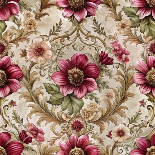 Baroque Florals Pattern 78 Quilting Cotton Fabric