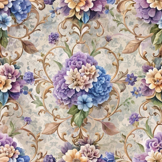 Baroque Florals Pattern 200 Quilting Cotton Fabric
