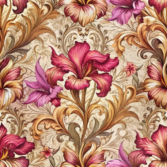 Baroque Florals Pattern 111 Quilting Cotton Fabric
