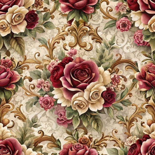 Baroque Florals Pattern 154 Quilting Cotton Fabric