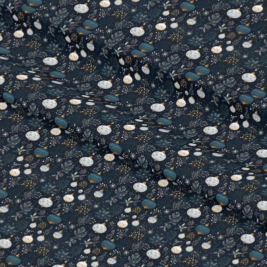 Navy and Cream Christmas Pattern 1 Quilting Cotton Fabric